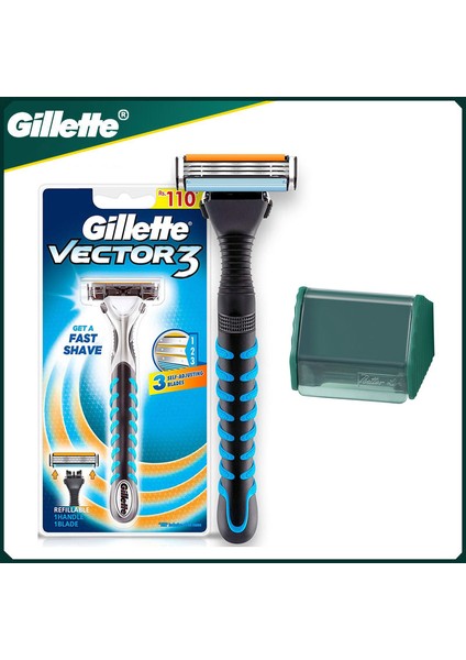 1 Tıraş Makinesi 10 Bıçak Gillette Vector 3 Güvenlik Kılavuzu Erkekler Için Tıraş Makinesi Yüz Sakal Tıraş Epilasyon 3 Sensör 1keskin Bıçaklı Sap (Yurt Dışından)