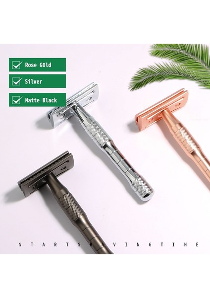 Parlak Gümüş Tıraş Makinesi Haward Mat Siyah Tıraş Makinesi Tüm Çift Kenarlı Tıraş Bıçağına Uygun Erkekler ve Kadınlar Için Klasik Manuel Metal Tıraş Makinesi, 20 Tıraş Bıçağı (Yurt Dışından)