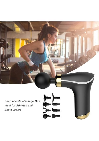 Siyah Kas Vurmalı Masaj Tabancaları Vurmalı Tabanca L Masaj Vücut Boyun Sırt Derin Doku Fasya Tabancası Titreşim 8 Kafa Masaj Aletleri (Yurt Dışından) modelleri