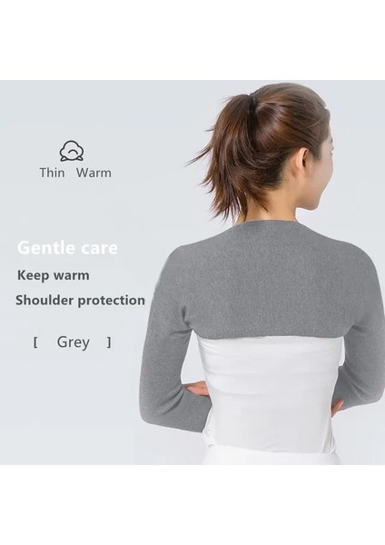 Gri-Uzun Kollu L (40-70KG Için) Yün Karışımı Çift Omuz Isıtıcı Elastik Sırt Omuz Desteği Artrit Ağrısının Giderilmesi Için Uzun / Kısa Kollu Brace Wrap (Yurt Dışından) fiyatları