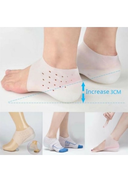 S-3cm B Silikon Görünmez Iç Yükseklik Tabanlık Kaldırma Artış Çorap Açık Ayak Koruma Pedi Erkek Kadın Topuk Yastığı Gizli Astarı (Yurt Dışından)