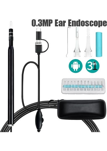 0.3 Milyon Piksel Siyah USB Görsel Kulak Kiri Temizleme Endoskop Kaşık 5.5mm Mini Borescope Android Pc Kulak Kiri Toplama Aracı Sağlık Otoskop Kamera (Yurt Dışından)