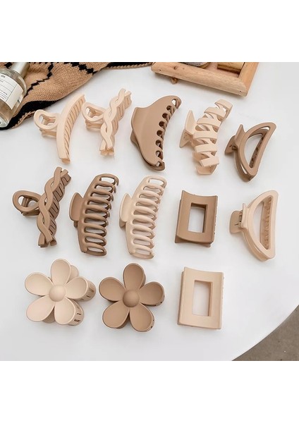 11 Süt Çay Kahve Rengi Saç Pençe Kavrama Klip Zarif Mizaç Saç Pençe Arka Kafa Saç Kavrama Saç Tokası Basit Saç Aksesuarları (Yurt Dışından) modelleri