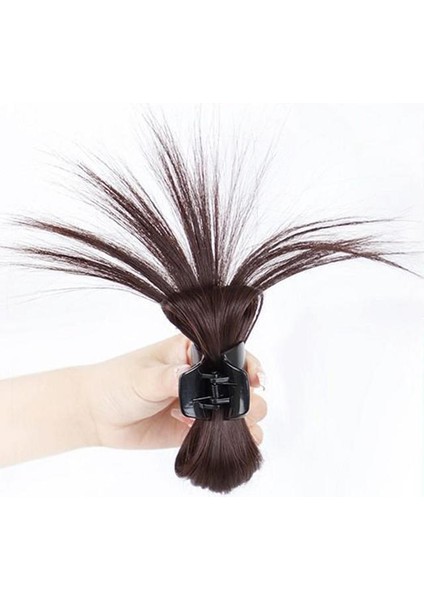 Koyu Kahverengi Saç Topuz Peruk Firkete Görünmez Pençe Klip Kabarık Dağınık Saç Parçaları At Kuyruğu Saç Şekillendirici Barrette Tembel Saç Aksesuarları Headdress (Yurt Dışından)