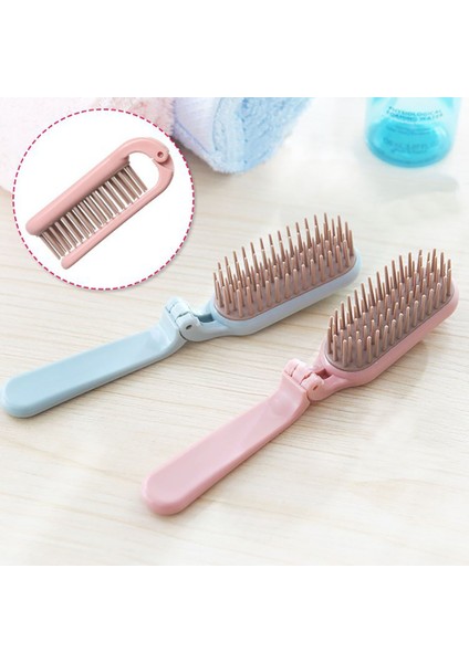 Mavi 1 Adet Katlanabilir Saç Tarak Taşınabilir Seyahat Curling Düz Saç Fırçası Yumuşak Diş Anti Statik Kafa Masajı Saç Şekillendirici Aksesuarları (Yurt Dışından) fırsatları