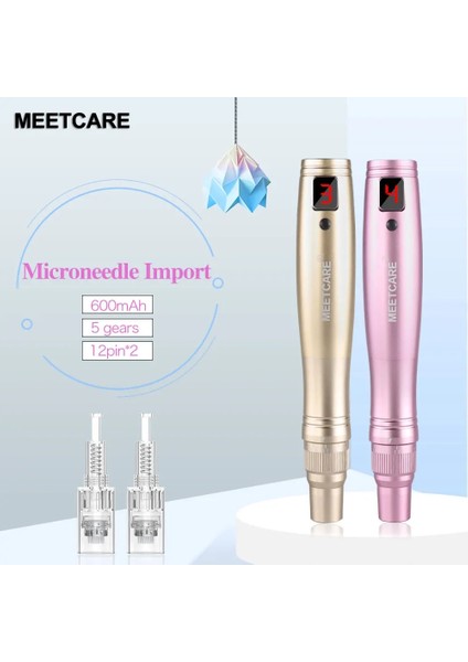 10 Adet 12PIN Kablosuz Dermapen Elektrikli 5 Seviye Cilt Bakım Kalemi LED Ekran ile Microblading Cilt Bakımı Mikro Iğneleme Terapi Skar (Yurt Dışından)