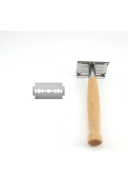 Ahşap Saplı Emniyetli Jilet Çift Kenarlı Erkekler Jileti Tıraş Yüz Tıraş Bıçağı Tıraş Makinesi Eko Jilet Tek Bıçaklı (Yurt Dışından)