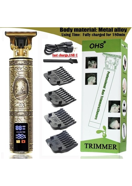 Metal Adam Lcd2 Saç Kesme Makinesi T9 Vintage Saç Düzeltici Erkekler Için Berber Makası Profesyonel USB Şarj Edilebilir Elektrikli Sakal Tıraş Makinesi 0.1mm (Yurt Dışından) fiyatları
