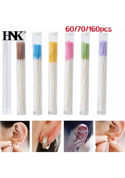 Yeşil 60 Adet 60/70/160 Adet Deldi Kulak Temizleme Seti Bitki Çözümü Kağıt Ipi Kulak Deliği Sonrası Bakım Araçları Kiti Tek Kullanımlık Küpe Delik Temizleyici (Yurt Dışından)