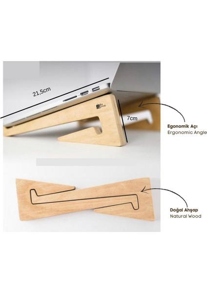 Ahşap Doğal Bilgisayar Laptop Tutucu Aparatı Yükseltici Soğutucu Standı BuShop Çok Amaçlı