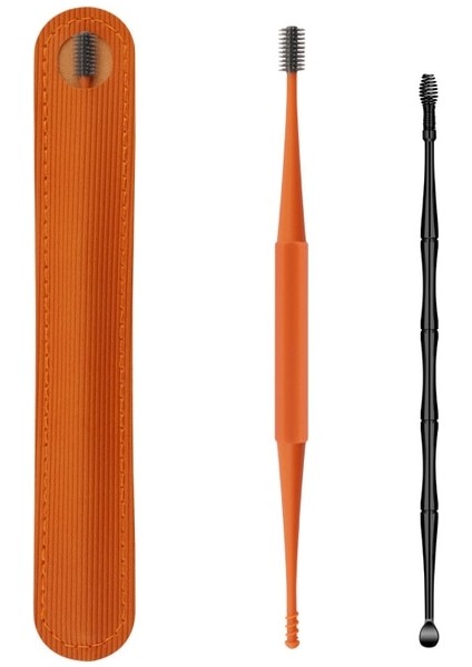 2 Adet Turuncu Kulak Kirini Temizleme Aracı Kulak Temizleme Çubukları Kulak Tıkacı Sökücü Silikon Kulak Temizleme Çubuğu Çift Kafa Kulak Temizleyici 360° Spiral Çubukla (Yurt Dışından)