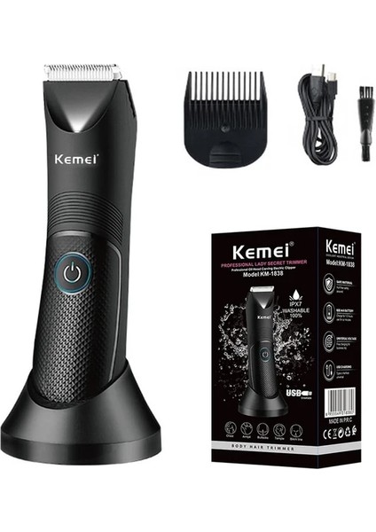 Kutu ile Kemei Saç Kesimi Çok Fonksiyonlu Elektrikli Saç Kesme Makinesi USB Tabanı Yıkanabilir Erkek Tıraş Makinesi Kasık Sakal Düzeltici KM-1838 (Yurt Dışından)