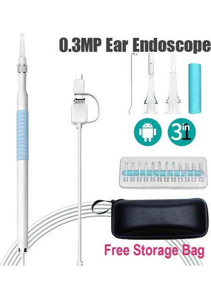 0.3 Milyon Piksel Mavi USB Hd Görsel Kulak Kiri Temizleme Endoskop Kaşık 5.5mm Mini Borescope Android Pc Kulak Kiri Toplama Aracı Sağlık Otoskop Kamera (Yurt Dışından)