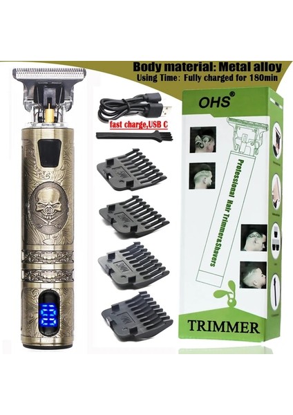 Metal Skeletonlcd Saç Kesme Makinesi T9 Vintage Saç Düzeltici Erkekler Için Berber Makası Profesyonel USB Şarj Edilebilir Elektrikli Sakal Tıraş Makinesi 0.1mm (Yurt Dışından) fiyatları