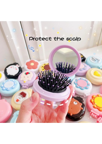 No.15 1pc Yaratıcı Sevimli Küçük Tarak Taşınabilir Ayna Masaj Tarak Hepsi Bir Arada Kız Hava Yastığı Tarak Mini Katlanır Hava Yastığı Tarak Şekillendirici Aracı (Yurt Dışından)