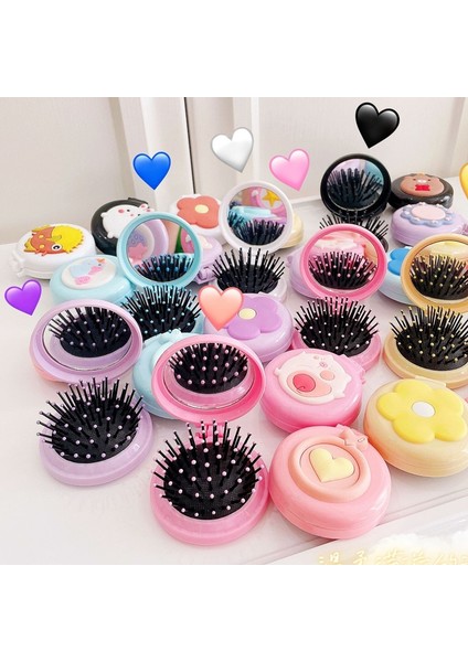 No.15 1pc Yaratıcı Sevimli Küçük Tarak Taşınabilir Ayna Masaj Tarak Hepsi Bir Arada Kız Hava Yastığı Tarak Mini Katlanır Hava Yastığı Tarak Şekillendirici Aracı (Yurt Dışından)