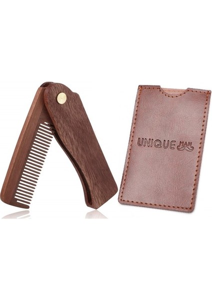 Kahverengi Set Katlanır Ahşap Sakal Tarağı Erkekler Için Doğal Sandal Ağacı Sakal Bıyık Saç Tarak Salon Kuaför Kuaförlük Şekillendirici Araçları Aksesuarları (Yurt Dışından)