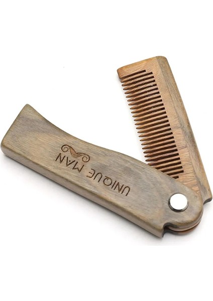 Kahverengi Set Katlanır Ahşap Sakal Tarağı Erkekler Için Doğal Sandal Ağacı Sakal Bıyık Saç Tarak Salon Kuaför Kuaförlük Şekillendirici Araçları Aksesuarları (Yurt Dışından)