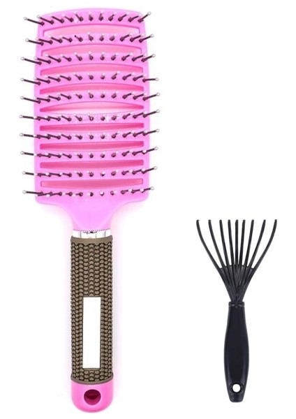 Set-Pembe Kavisli Havalandırmalı Profesyonel Dolaşık Açıcı Tarak Taşınabilir Ev Masaj Saç Fırçası Şekillendirici Araçları Hızlı Kuruyan Berber Kuaförlük Salonu (Yurt Dışından)