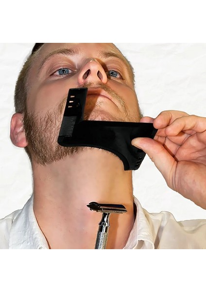 Kahverengi 1 Pc Erkekler Sakal Tarağı Şekillendirici Şablon Kuaförlük Sakal Şekillendirici Şablon All-In-One Aracı Saç Sakal Trim Şablonları Cetvel Tarak (Yurt Dışından)