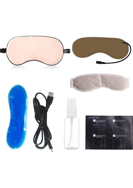 Pembe Set USB Ayarlanabilir Sıcaklık Kontrolü Elektrikli Isıtmalı Buhar Uyku Göz Maskesi(Yurt Dışından)