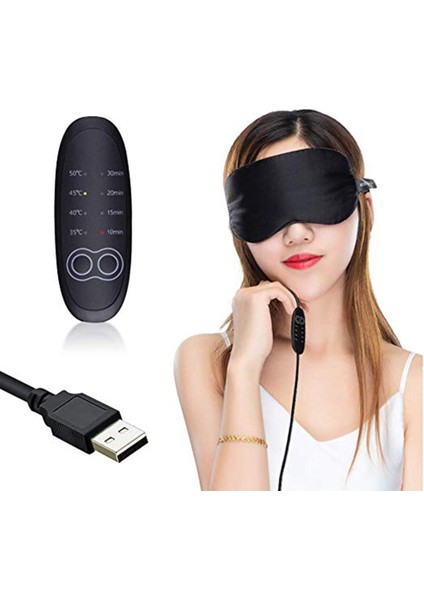Pembe Set USB Ayarlanabilir Sıcaklık Kontrolü Elektrikli Isıtmalı Buhar Uyku Göz Maskesi(Yurt Dışından)