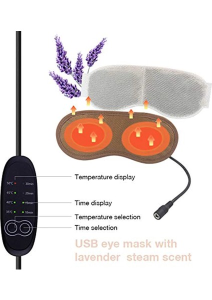 Pembe Set USB Ayarlanabilir Sıcaklık Kontrolü Elektrikli Isıtmalı Buhar Uyku Göz Maskesi(Yurt Dışından)