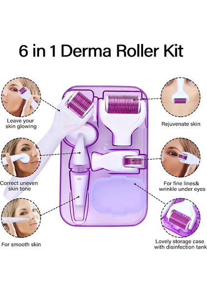 5'i 1 Arada Rulo Mor Derma Rulo Kiti 6'sı 1 Arada Drs Dermaroller Sakal Rulo Yüz Rulo Derma Rolling Sistemi Saç Derisi Saç Büyümesi Için Mikro Iğneleme Kiti (Yurt Dışından) fırsatları