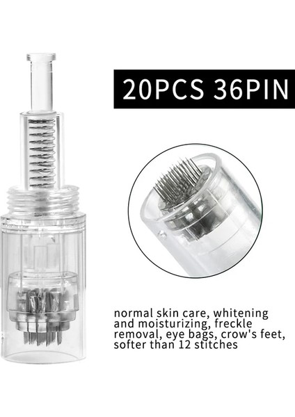 20 Adet 36 Pin 50/20/10P Vidalı Dermapen Iğneleri Otomatik Mikro Iğneleme Dr.imp Kalem Için Yedek 9/12/36/42/3d/5d Nano Kartuş Mikro Iğne Ipuçları (Yurt Dışından)