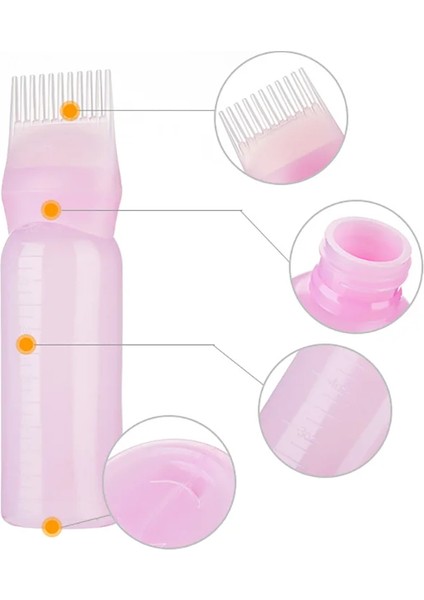 Pembe 1 Adet 120 ml Renkli Plastik Saç Boyası Doldurulabilir Şişe Aplikatör Tarak Dağıtım Salon Saç Boyama Kuaförlük Şekillendirici Aracı (Yurt Dışından)