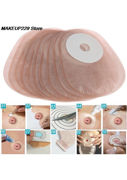 10 Adet/grup Ekonomik Bir Adet Kapalı Kolostomi Torbası Tek Parça Sistem Drenaj Olmadan Taşınabilir Stoma Bakım Torbaları (Günlük Kese) (Yurt Dışından)