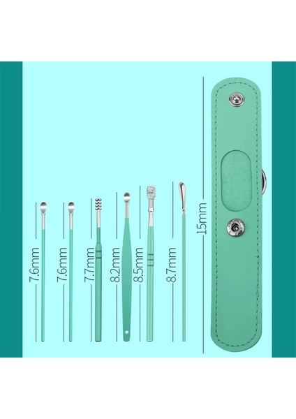 Sarı 6 Adet/takım Pu Deri Kılıf Earpick Çubukları Kulak Kiri Sökücü Kulak Seçici Temizleme Temizleyici Kaşık Küret Kulak Koruyucu Balmumu Temizleme Aracı (Yurt Dışından)