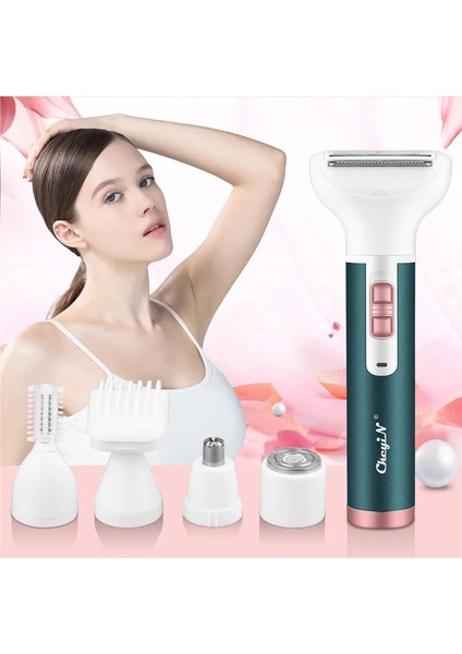 Gümüş 5 In 1 Kadın Epilatör Kadın Kaş Düzeltici Bayan Tıraş Makinesi Epilasyon Tıraş Makinesi Yüz Epilatör Bikini Tüy Dökücü P40 (Yurt Dışından)