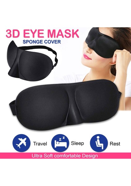 Stil 8 1 Adet Seyahat Siyah Göz Maskesi Uyku Güvenli Toksik Olmayan Yumuşak Yastıklı Gölge Kapak Dinlenme Rahatlama Uyku 3D Göz Maskesi Körü Körüne (Yurt Dışından)