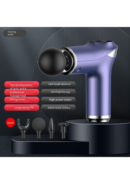 Mor Tip-C Şarj Mini Masaj Tabancası Vurmalı Tabanca Masajı Taşınabilir Fasya Tabancası Sırt Omuz Derin Kas Gevşetme مسدسات تدليك مساج (Yurt Dışından)