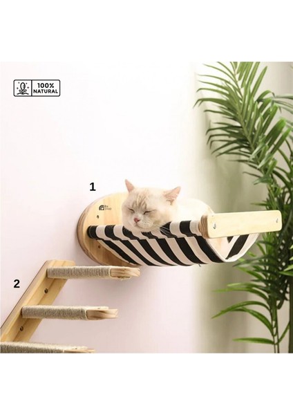 Kedi duvar evi, Kedi duvar parkuru, Kedi duvar merdiveni, Kedi duvar tırmalama Bushop 7 Parça Modern Set modelleri