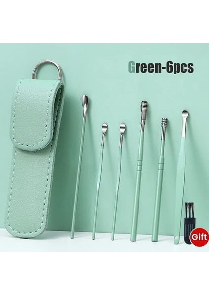 Green-6pcs 3 Pcs Yumuşak Silikon Kulak Kiri Sökücü Taşınabilir Kulak Temizleyici Paslanmaz Çelik Kulak Kiri 2 Kafa Kulak Seçtikleri Kulak Kiri Küret Sökücü Kulak Temizleme Çubuğu (Yurt Dışından)