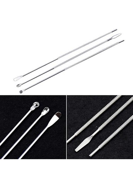 3x Paslanmaz Çelik Kulak Temizleme Çubuğu Seti Kulak Tıkacı Balmumu Sökücü Balmumu Küret Sökücü Çift Uçlu Kulak Kepçe Aracı Kulak Temizleme Çubuğu Temizleyici (Yurt Dışından)