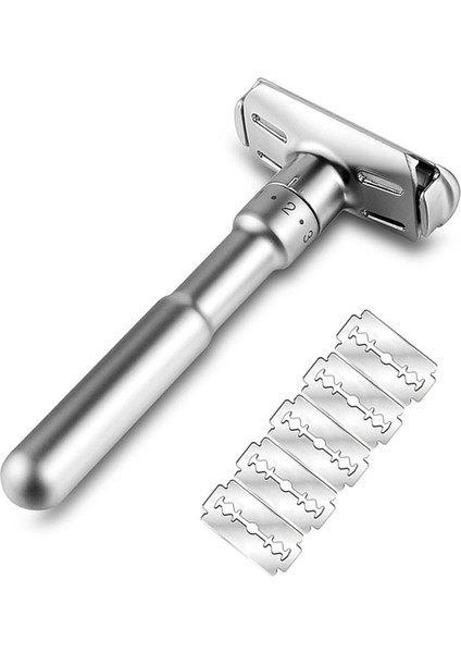 Yıntal Tam Çinko Alaşımlı Metal Emniyetli Jilet Erkekler Için Ayarlanabilir 1-6 Dosya Yakın Tıraş Klasik Çift Kenarlı Jilet (Yurt Dışından)