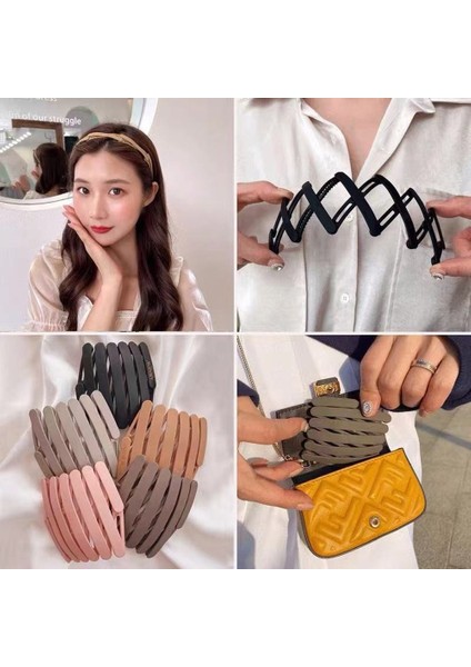 Pembe 1 Adet Glitter Rhinestone Kafa Bandı Saç Çember Basit Gerilebilir Saç Çember Görünmez Hairband Dişler ile Kaymaz Katlanabilir Saç Pençe (Yurt Dışından)