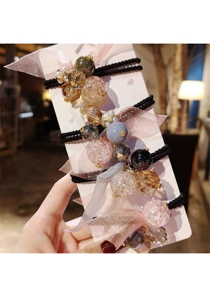 B Moda Kristal Rhinestone Saç Halat Kadın Kaba Kravat At Kuyruğu Ins Saç Halkası Yay Düğüm Kravat Basit Saç Halat Aksesuarları (Yurt Dışından) fiyatları