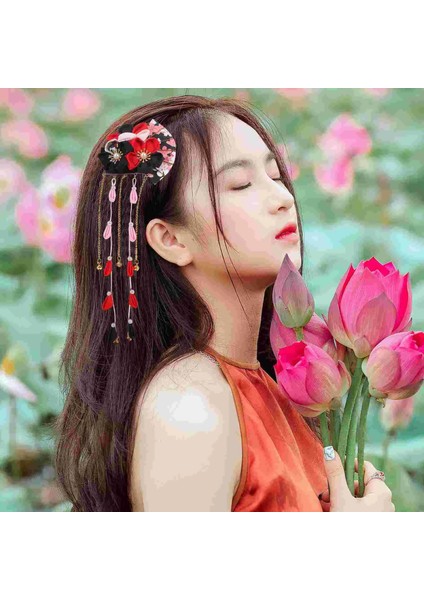 Pembe Japon Tarzı Saç Tokası, Saç Kimono Çiçek Saç Tokası Püskül Headdress Saç Kravat Klipsi Düğün Saç Dekorasyonu, (Yurt Dışından) modelleri