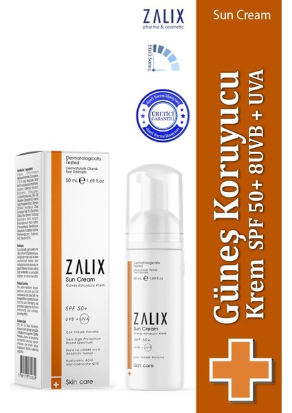 Güneş Koruyucu Krem -Sun Cream Spf 50+ Uvb + Uva 50 ml