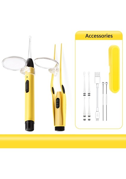 2 Adet Set 5x Büyüteç Aydınlık Kulak Kaşığı Temiz Kulak Kiri Sökücü Cımbız LED Aydınlatma Kulak Kaşığı Aracı Set Çocuklar Çocuklar Için Kulak Bakımı Temizleyici (Yurt Dışından)