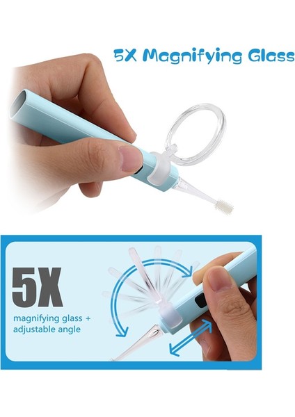 Yeşil 6 Adet Takım Elbise Şarj Edilebilir USB LED El Feneri Kulak Temizleyici Endoskop Temizleme Kaşığı Kulak Curette Büyüteç Işık Kaşık Kulak Kiri Temizleme Kulak Kapsamı (Yurt Dışından) fırsatları