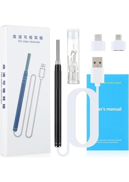 Siyah Kulak Temizleyici Kulak Balmumu Mum Temizleme Aracı Wifi 3.0mp Otoskop Kablosuz 3.9mm Kamera Tıbbi Sağlık Ağız Muayene (Yurt Dışından)