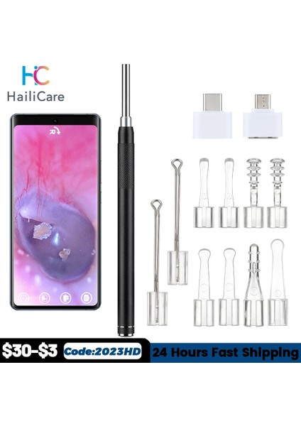 Siyah Kulak Temizleyici Kulak Balmumu Mum Temizleme Aracı Wifi 3.0mp Otoskop Kablosuz 3.9mm Kamera Tıbbi Sağlık Ağız Muayene (Yurt Dışından) fırsatları
