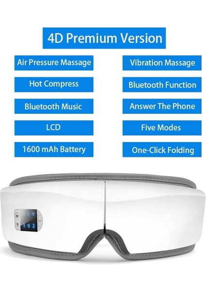 4D Titreşim Akıllı Çift Hava Yastığı Bluetooth Sıcak Uygulama Göz Masaj Cihazı (Yurt Dışından)