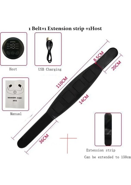 Siyah Karın Kas Çalıştırıcı Ems Elektronik Abs Fitness Ekipmanları Kemer Titreşim Kas Masajı USB Bel Uyluk Buzağı Kol (Yurt Dışından)