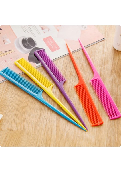 10 Adet Siyah 1 Adet/10 Adet Taşınabilir Rastgele Renk Saç Tarağı Salon Fırça Şekillendirici Kuaförlük Kuyruk Plastik Tarak Seti Ince ve Uzun Saplı (Yurt Dışından)